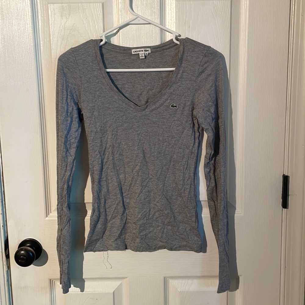 Long Sleeved Grey Lacoste TShirt